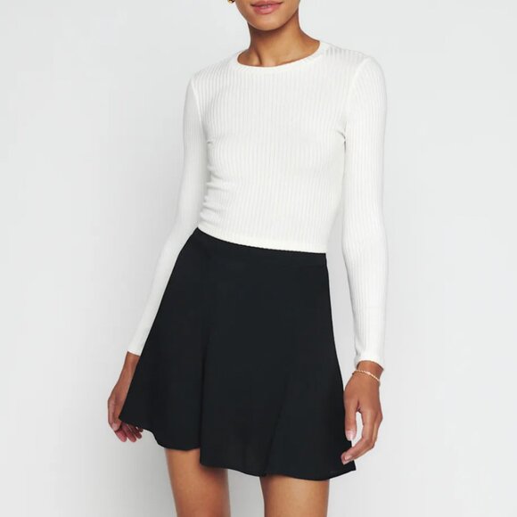 Reformation Dresses & Skirts - BEST NWT Reformation Flounce Mini Skirt 0/2/8 Black Classic Flare Casual